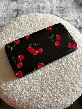 Black Cherry Print Card Wallet - Women's Wallet